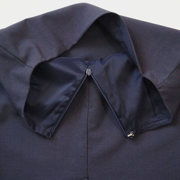 Navy Blue Skirt Women Sz 2 Cotton Linen Blend Lined Back Slit - Picture 4 of 4